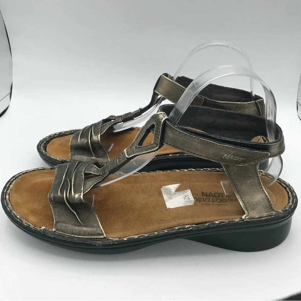 NAOT Cymbal Metallic Gladiator Ankle Strap Flat‎ Leather Sandals Sz 42 US 11 EUC
